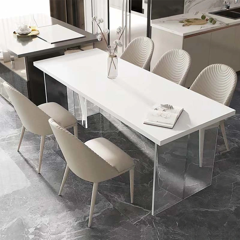 Hot Selling Luxury Design Popular Clear Acrylic Leg Marble Top Restaurant Dining Furniture Set