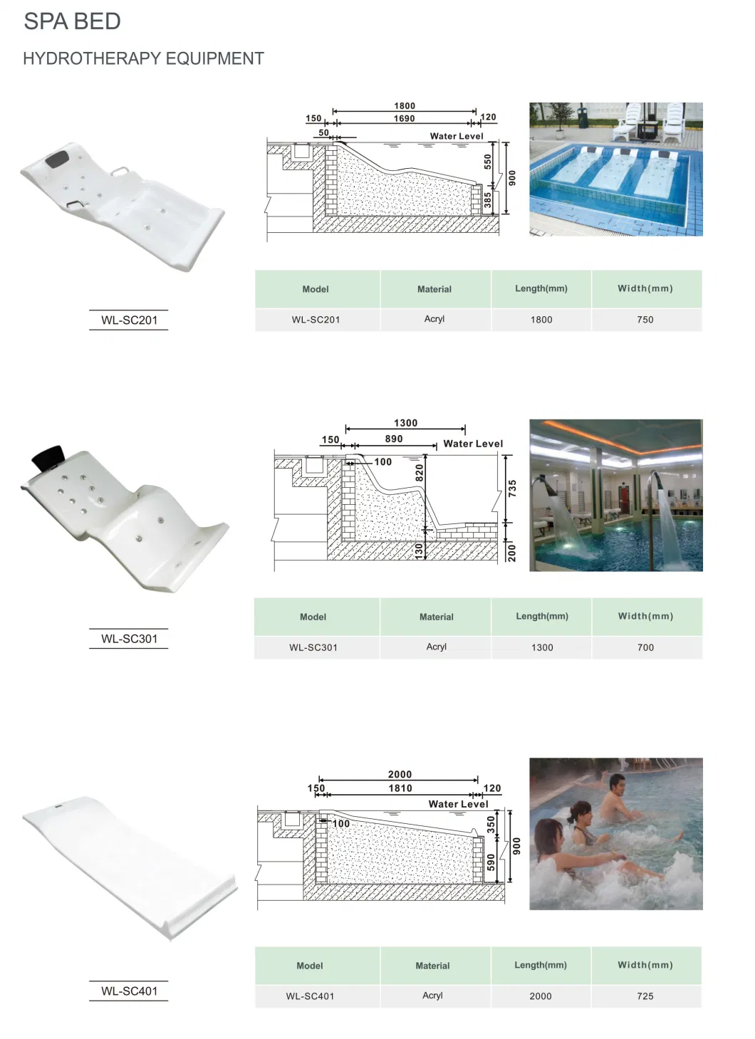 SPA Acrylic Massage Aqua Bed